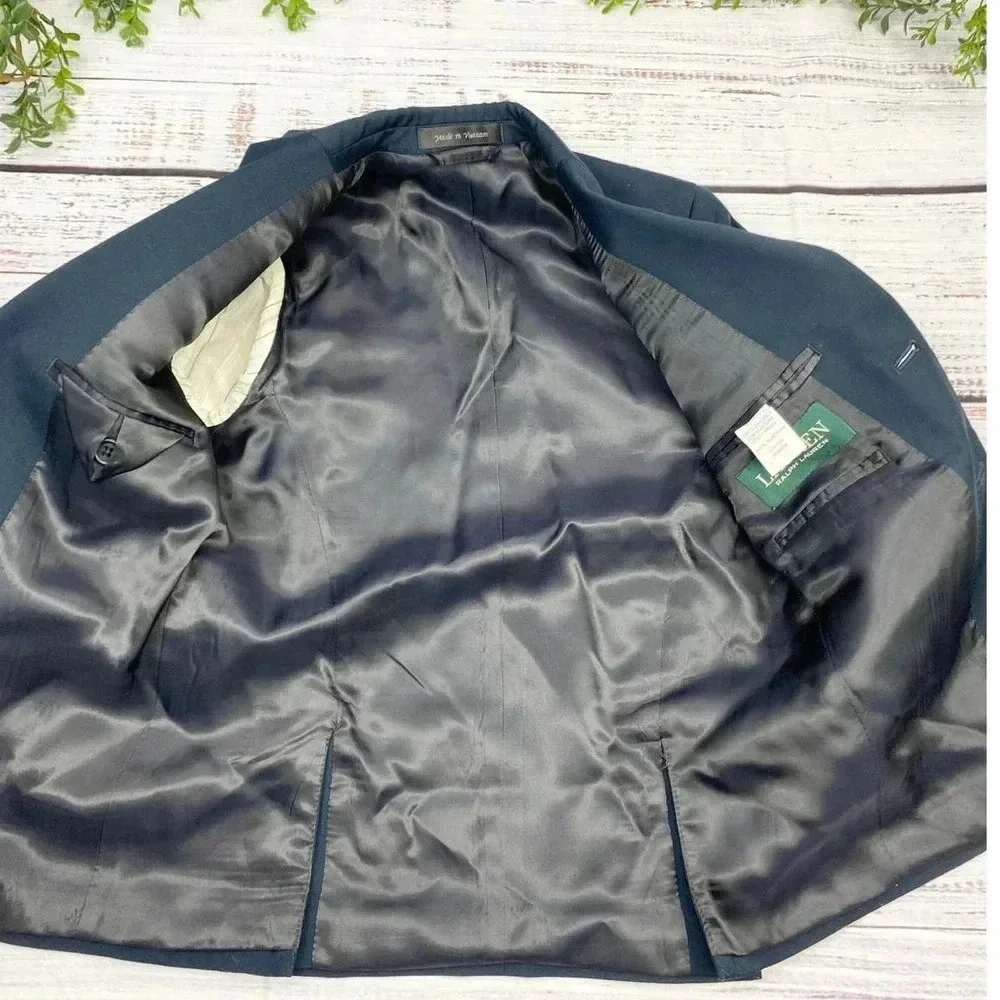 RALPH LAUREN Boys Navy BuTrim Front Blazer Suit Jacket 7 - Picture 7 of 8
